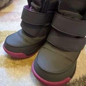Kids Gray and Pink Winter Boots